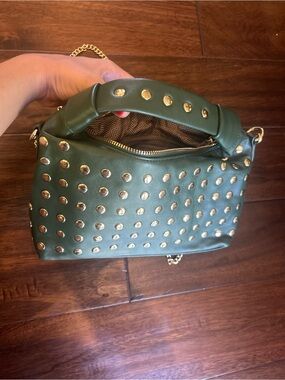 Vici Roxy Olive Green Studded Women's Top-Handle Bag